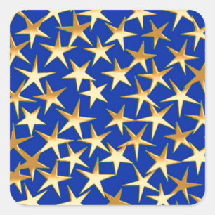 Sticker Carré étoiles or sur bleu cobalt