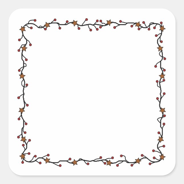 Sticker Carré Étoiles primitives, baies et brindilles Carrés (Devant)