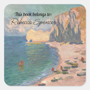 Sticker Carré Étretat : La plage et la falaise de Claude Monet