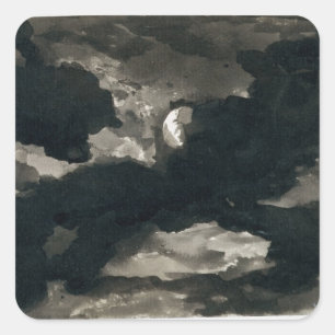 Sticker Carré Étude d'un ciel éclairé par la lune opacifié