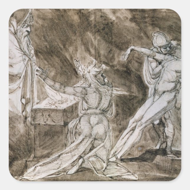 Sticker Carré Étude pour "Saul et la sorcière d'Endor" (Devant)