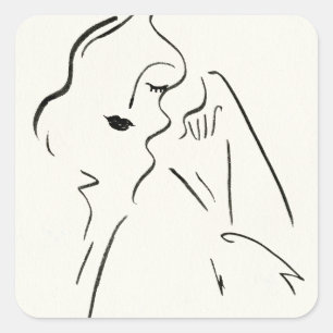 Sticker Carré Étude simple - Croquis d'une dame