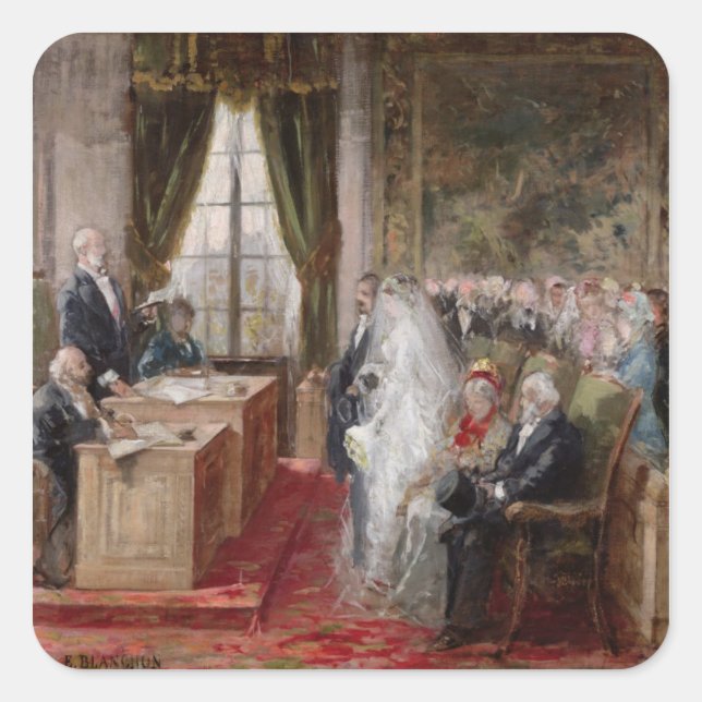 Sticker Carré Étude sur le mariage civil (Devant)