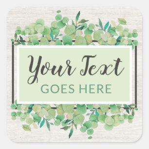 Sticker Carré Eucalyptus et Eco Bois Rustique