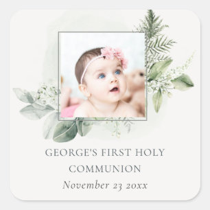 Sticker Carré Eucalyptus Fern Foliage Photo Première Communion S
