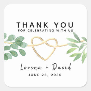 Sticker Carré Eucalyptus verdure Élégant Merci de mariage