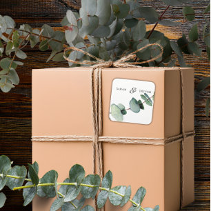 Sticker Carré Eucalyptus Verdure Élégant minimaliste Mariage