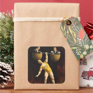 Sticker Carré Eugen Sandow l'haltérophile de vaudeville Sandow