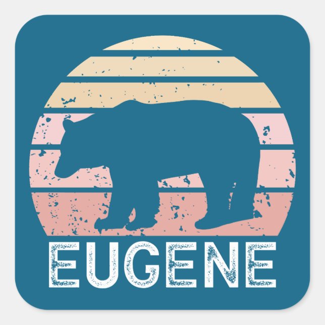 Sticker Carré Eugene Oregon Retro Bear (Devant)