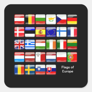 Sticker Carré EUROPE : Drapeaux de l'Europe
