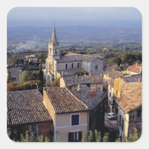 Sticker Carré Europe, France, Bonnieux. Feu du coucher du soleil