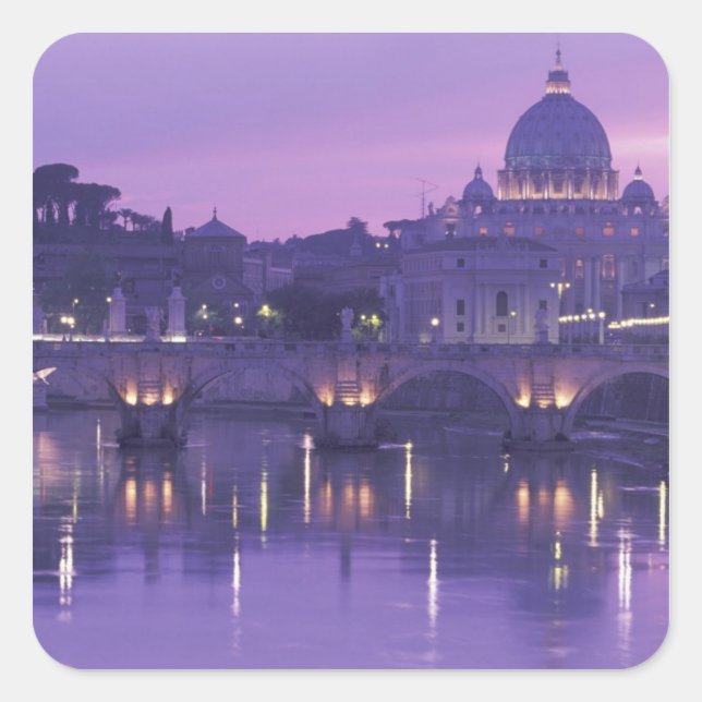 Sticker Carré Europe, Italie, Rome. Saint-Pierre et Ponte Sant (Devant)