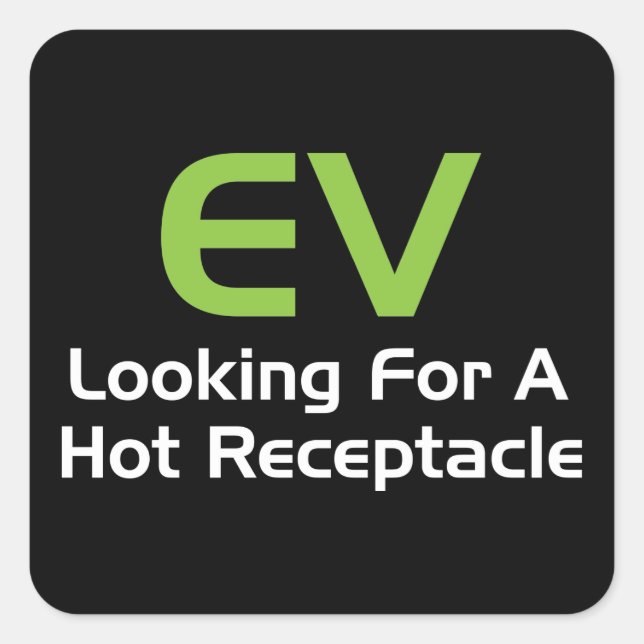 Sticker Carré EV À La Recherche D'Un Récipient Chaud (Devant)