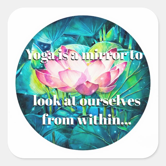 Sticker Carré EVE Painé Lotus Flower Button & Citation de Yoga (Devant)