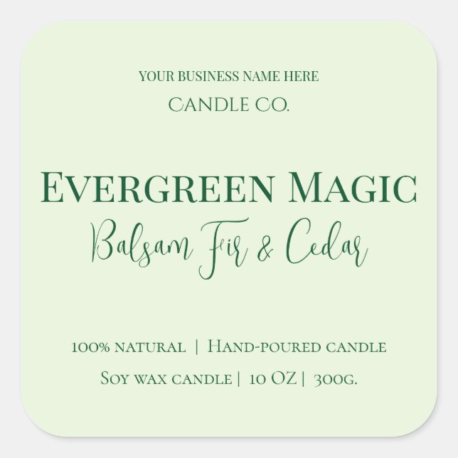 Sticker Carré Evergreen Magic Christmas Candle Label | Custom (Devant)