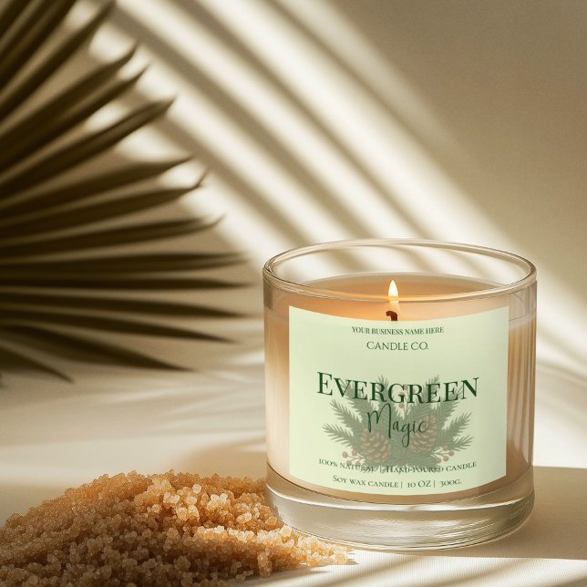 Sticker Carré Evergreen Magic Christmas Candle Label | Custom (Créateur téléchargé)