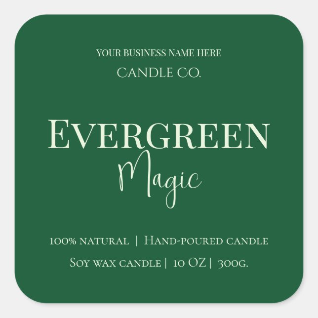 Sticker Carré Evergreen Magic Christmas Candle Label | Custom (Devant)