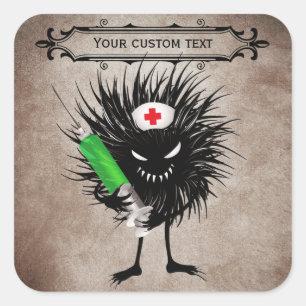 Sticker Carré Evil Nurse Monster Art - Dessin gothique avec Syri