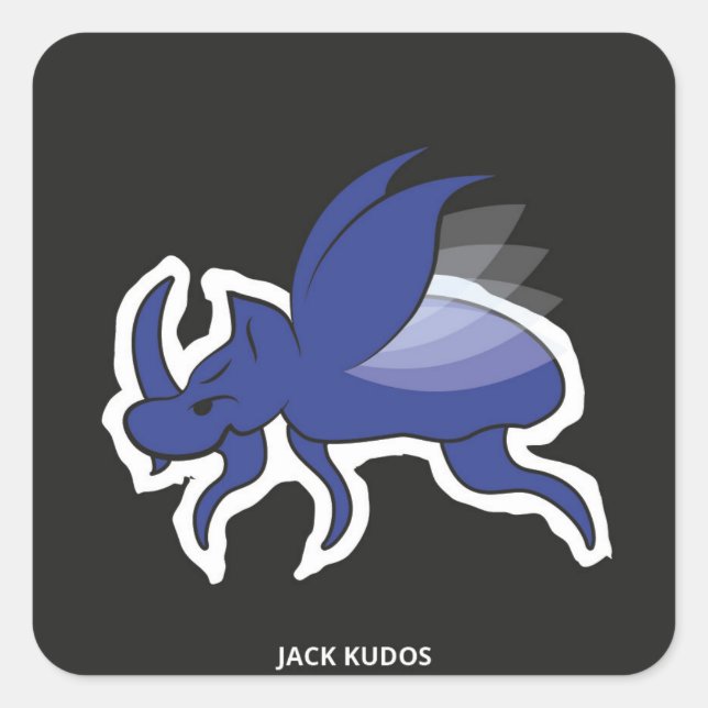 Sticker Carré Evil Rhino Beetle gris foncé | Jack Kudos (Devant)