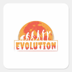 Sticker Carré Évolution drôle du singe au zombie