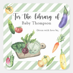 Sticker Carré Ex-libris Baby Shower - pour la bibliothèque de