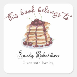 Sticker Carré Ex-libris Baby-Shower "Watercolor Pancakes"