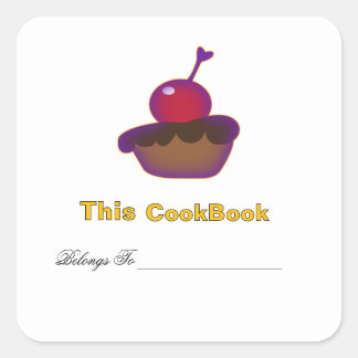 Sticker Carré Ex-libris de livre de cuisine Cerise et Chocolat 