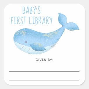 Sticker Carré Ex-libris nautique aquarelle - baby shower