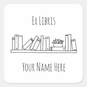 Sticker Carré Ex Libris Plaque blanche et noire