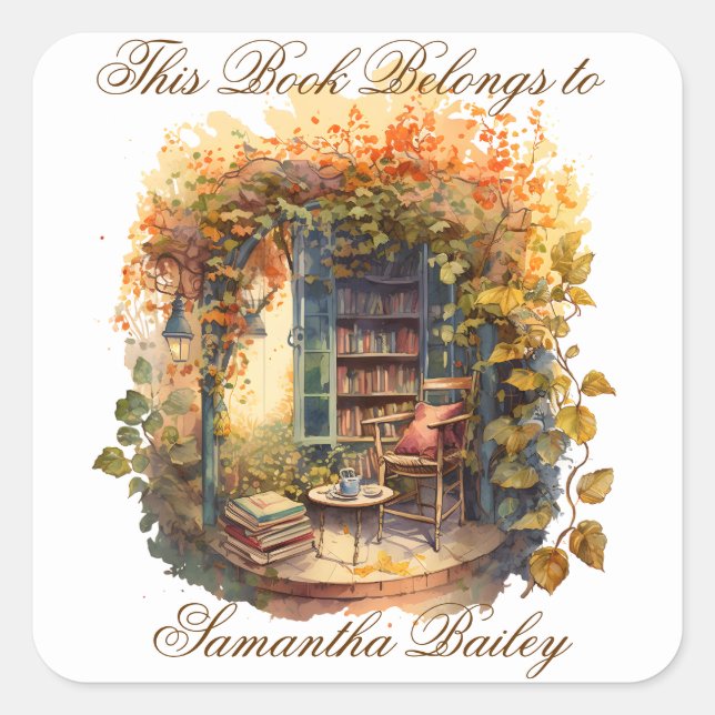 Sticker Carré Ex Libris Plaque personnalisée (Devant)