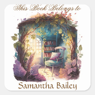 Sticker Carré Ex Libris Plaque personnalisée