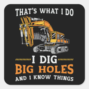Sticker Carré Excavateur I creuser de gros trous de construction