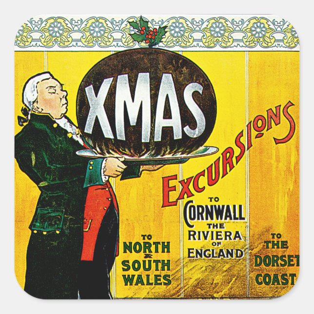 Sticker Carré Excursions de Noël du Great Western Railway (Devant)