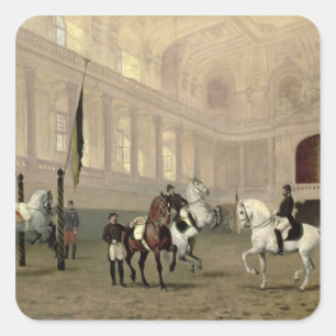 Sticker Carré Exercice de matin dans le Hofreitschule