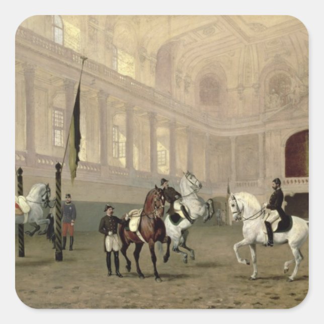 Sticker Carré Exercice du matin dans la Hofreitschule (Devant)