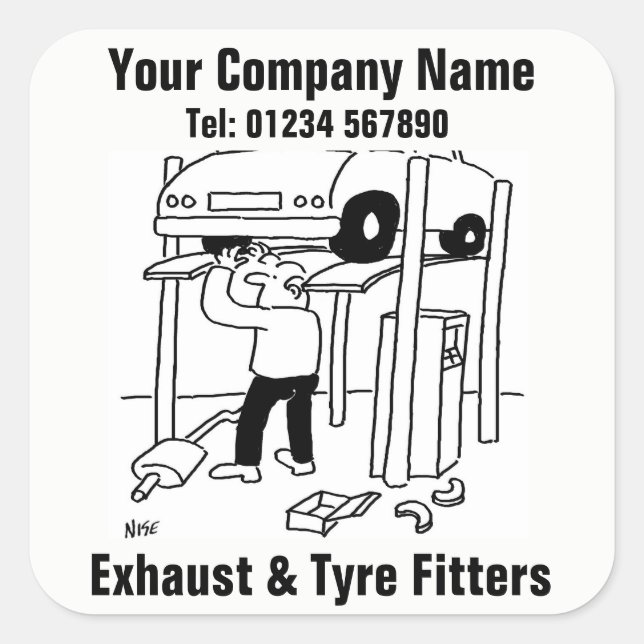 Sticker Carré Exhaust & Tyre Fitters (Devant)