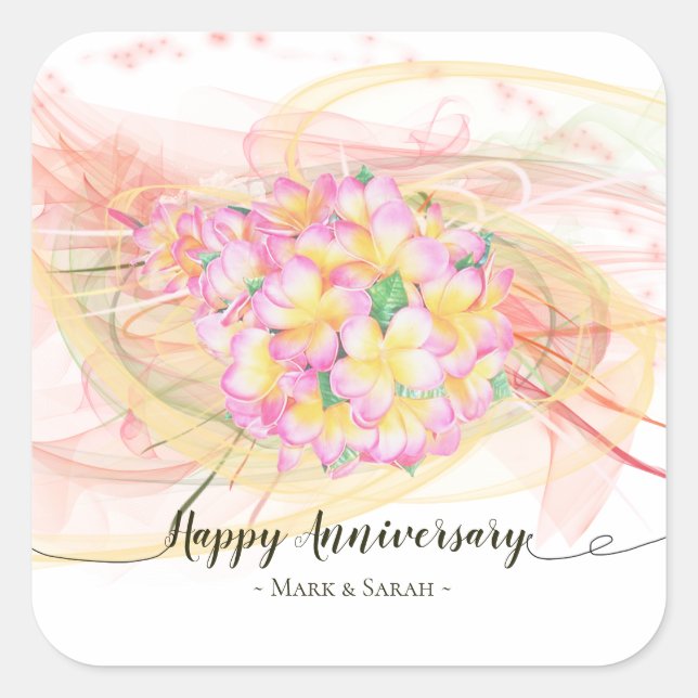 Sticker Carré Exotic Plumeria Flower Abstract (Devant)