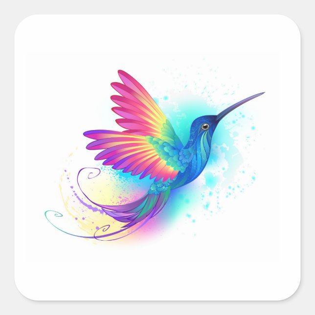 Sticker Carré Exotic Rainbow Hummingbird (Devant)