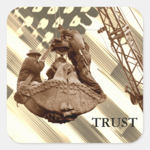 Sticker Carré Exploitant de grue Northwest Crane USA Flag Trust