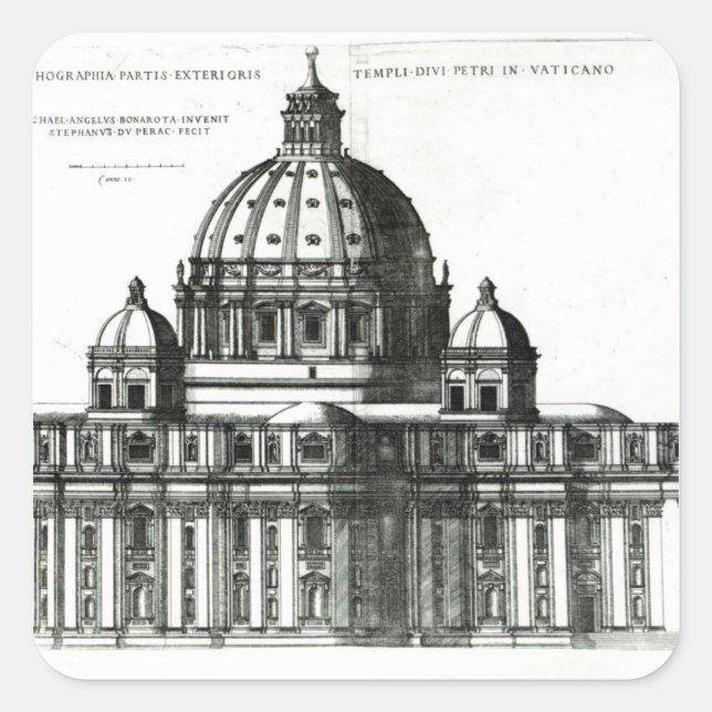 Sticker Carré Extérieur de la basilique Saint-Pierre de Rome (Devant)