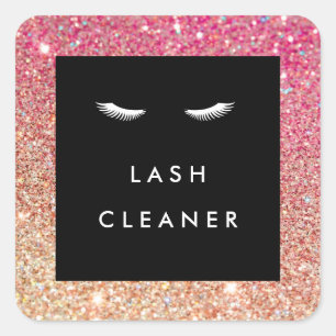 Sticker Carré Eyelashes avec nettoyant à Parties scintillant rou