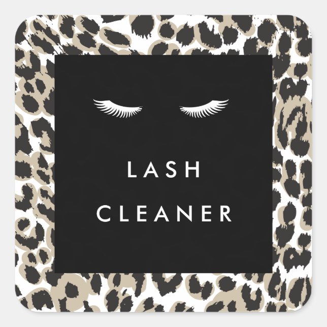 Sticker Carré Eyelashes avec nettoyeur à lash Empreinte de léopa (Devant)