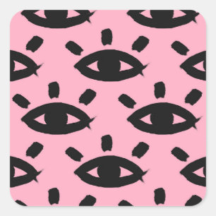 Sticker Carré Eyes Watercolor Brush, Motif Sketch.