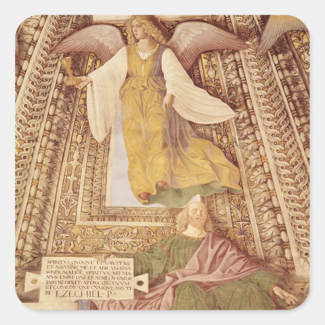 Sticker Carré Ezekiel et Angel tenant chalice de la (Devant)