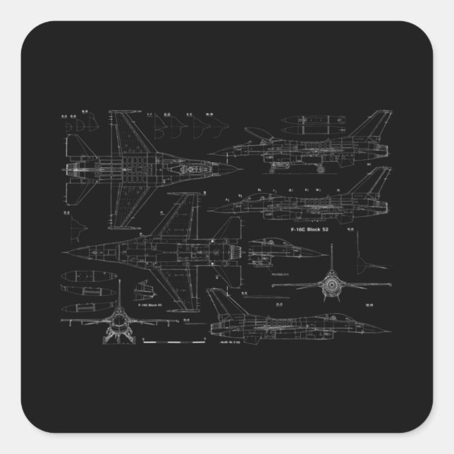 Sticker Carré F16 Jet Avion Avion Avion Avion Avion Avion Avion  (Devant)