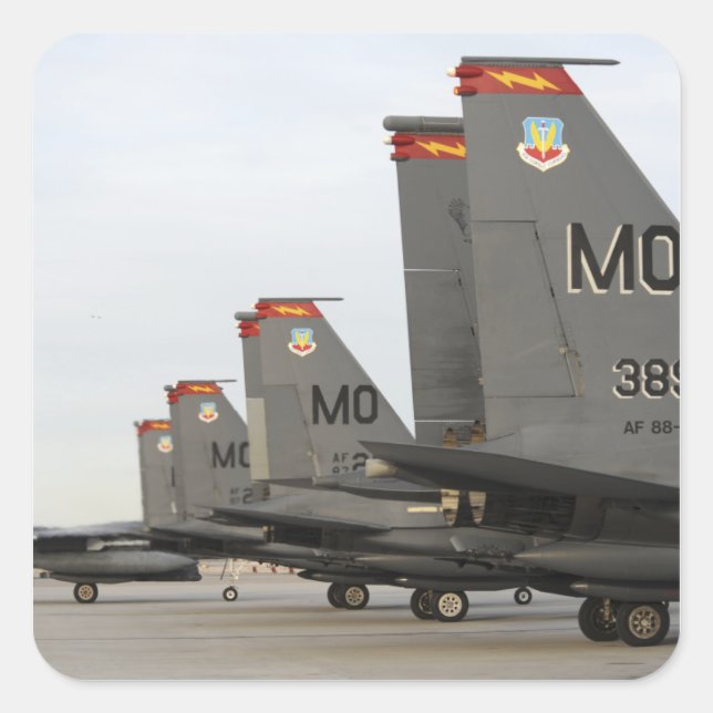 Sticker Carré F-15E de l'US Air Force (Devant)