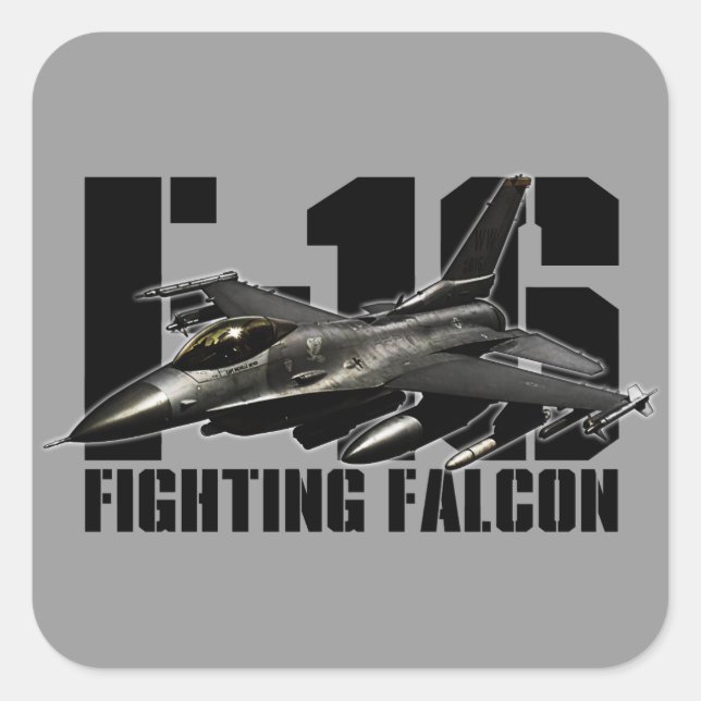 Sticker Carré F-16 Faucon combattant (Devant)