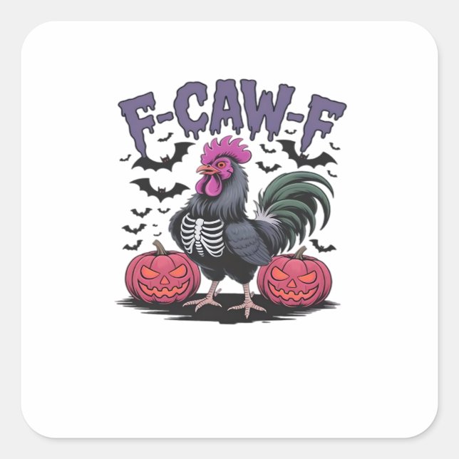 Sticker Carré F-Caw-F Funny Chicken Classic Retro Graphic (Devant)