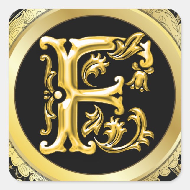 Sticker Carré F initial en or (Devant)