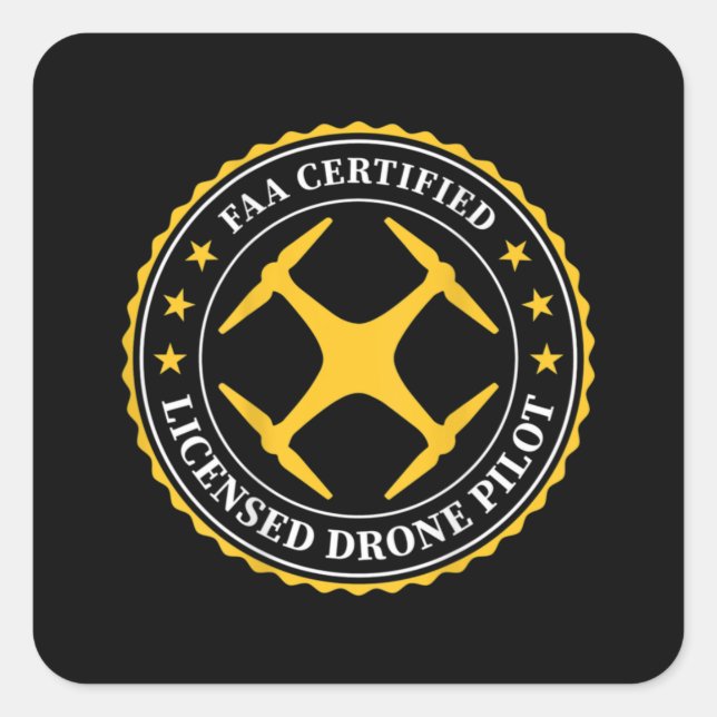 Sticker Carré FAA Certified Licensed Drone Pilot - BACK DESIGN (Devant)